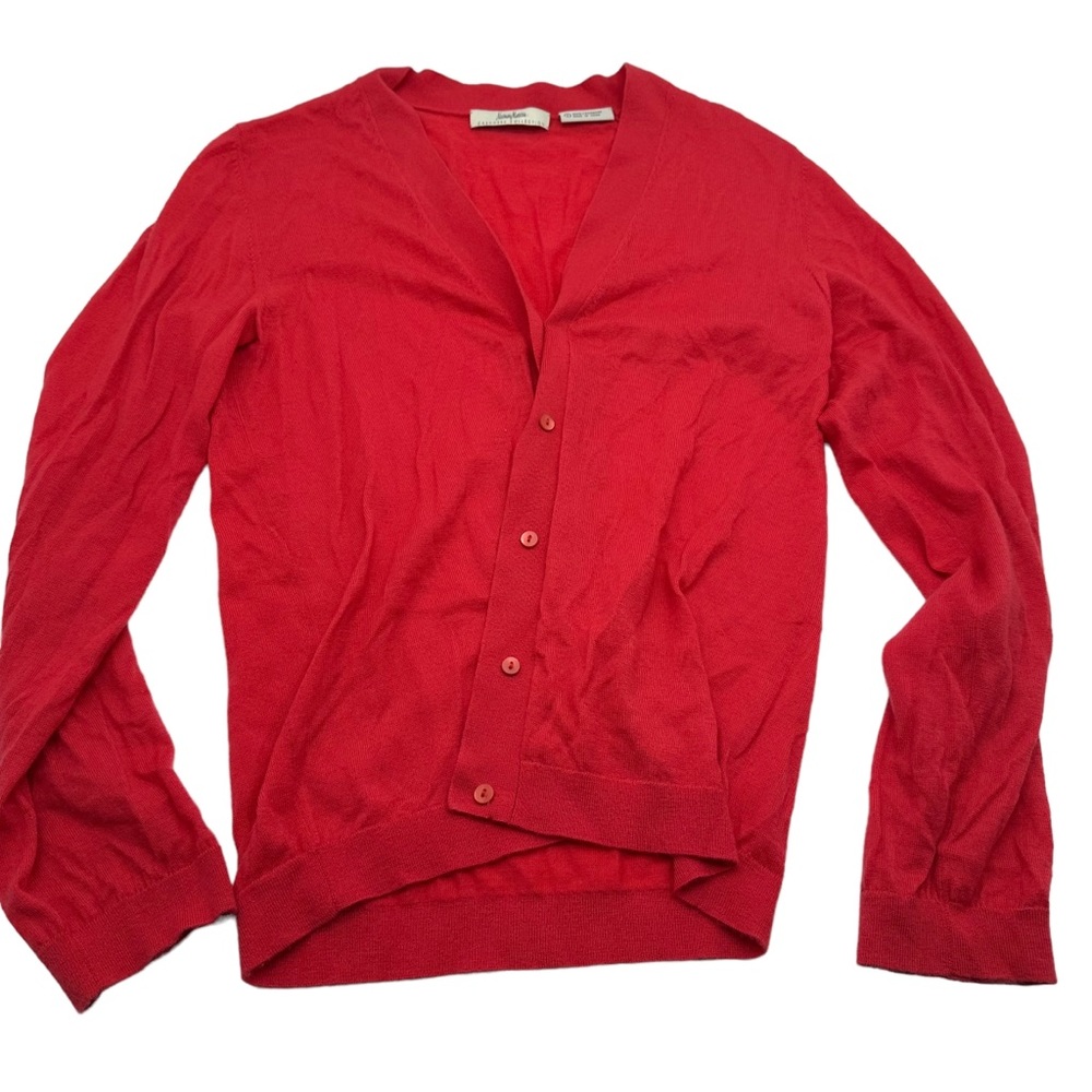 Neiman Marcus Womens Small 100% Cashmere Cardigan Button Sweater Church Golf Red